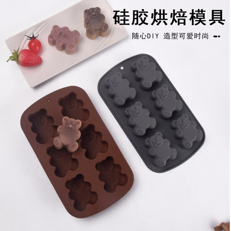 Cartoon Bear-Shaped Silicone Rice Ball Mold for Baking, Jelly, White Jelly, DIY Chocolate, Candy, and Cheese