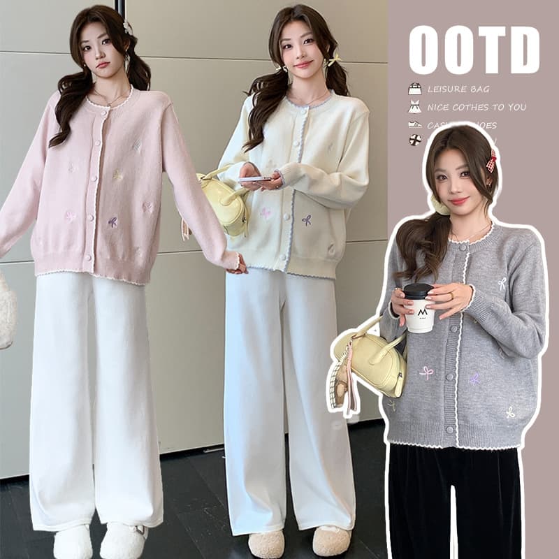 2025 Temperament Autumn/Winter New Maternity Korean Style Cardigan Sweater, Soft Lazy Cute Loose Versatile Knit