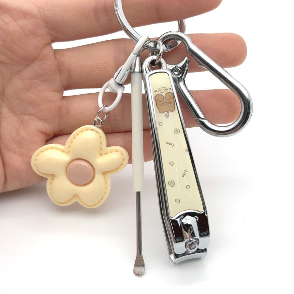 Butter Bear Nail Clippers High-Looking Keychain Flower Buckle Pendant Cute Girls Suit Hanging Key