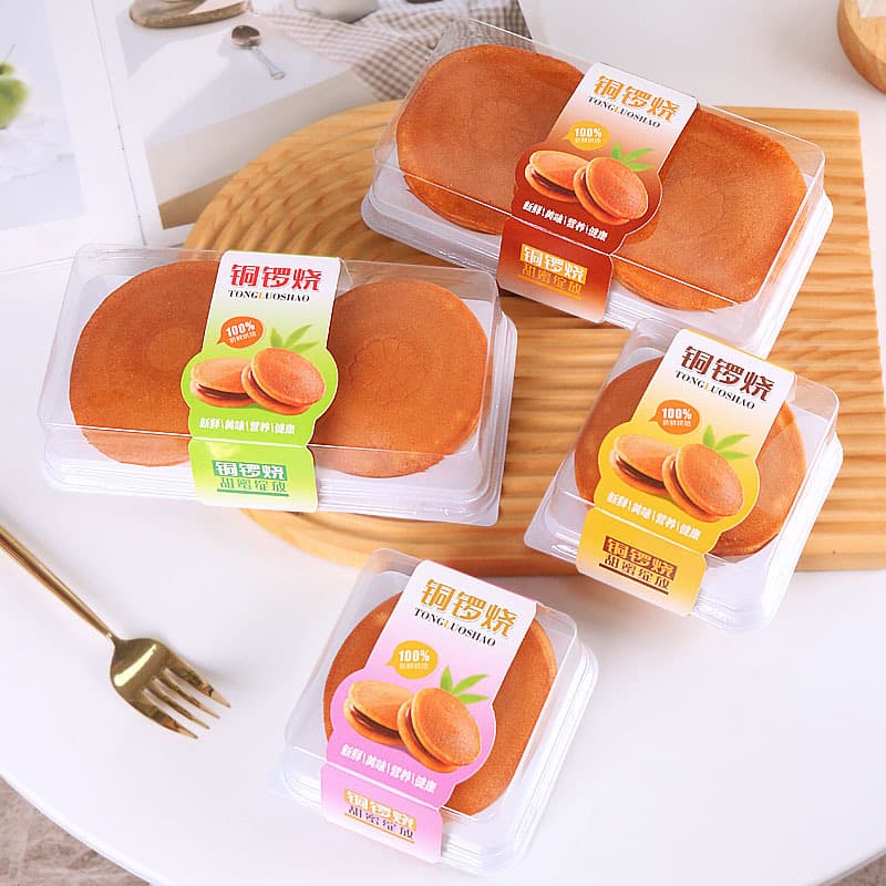 Two-Pack Single-Pack Dorayaki Donut Packaging Box, Disposable Transparent Blister Packaging Box with Heaven and Earth Cover