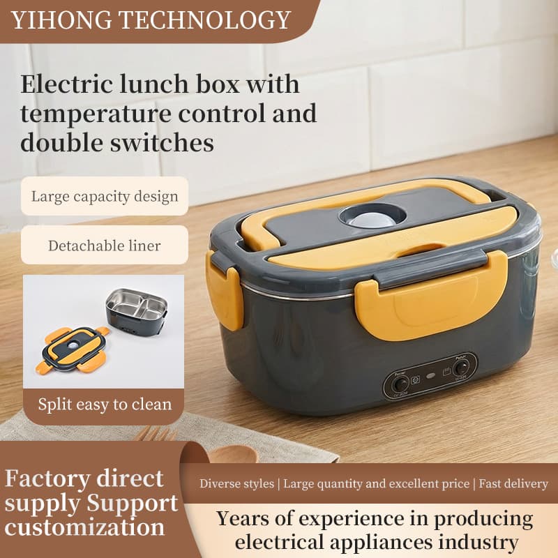 Electric Lunch Box, Plug-in Heated Lunch Box, No Water Needed, Electric Heating Lunch Box, Insulated Bento Box, Dual Use for Car and Home