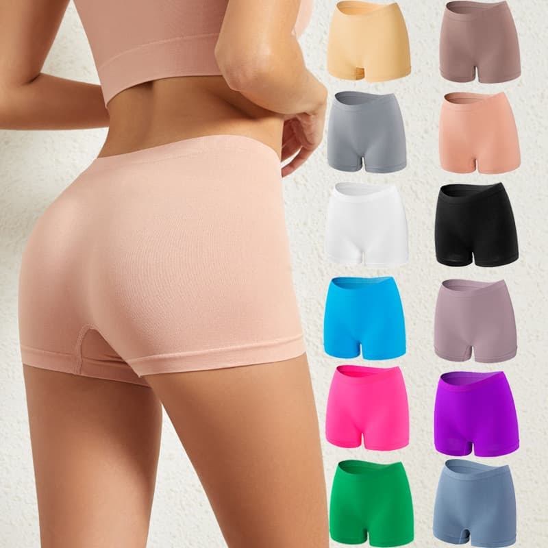 Women's Plus Size Thin Mid-Waist Tummy Control Seamless Boyshorts Invisible Anti-Exposure Non-Pinching Safety Lining Underwear