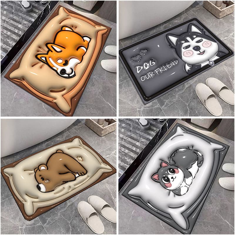 Quick Dry Soft Diatom Mud Bathroom Mat Cartoon Toilet Bathroom Carpet Entrance Door Mat High Absorbency Dirt Resistant Popular Wholesale Pad