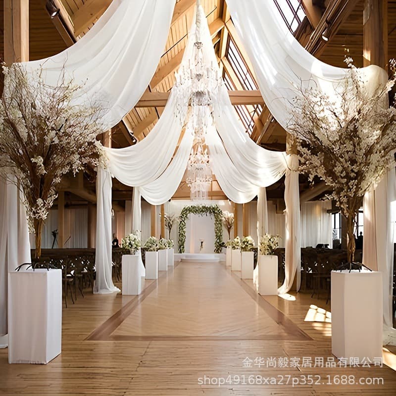 Tulle Wedding Mesh Fabric Outdoor Wedding Party Scene Decoration Backdrop Wedding Arch Chair Curtain Mesh