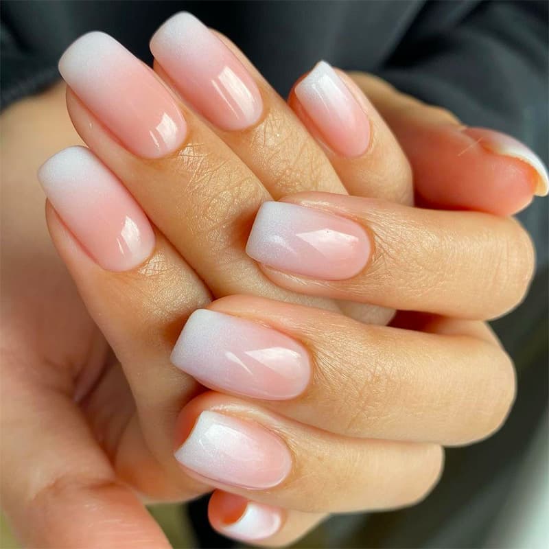 Lefan Nails Ombre White French Press-On Nails Removable Fake Nails Wholesale Press On Nails