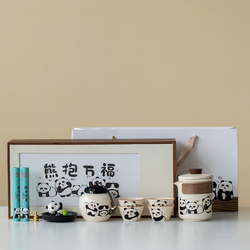 Annual Business Gift Set Panda Tea Set Souvenir Travel Tea Set Gift with Custom Logo Company Prize