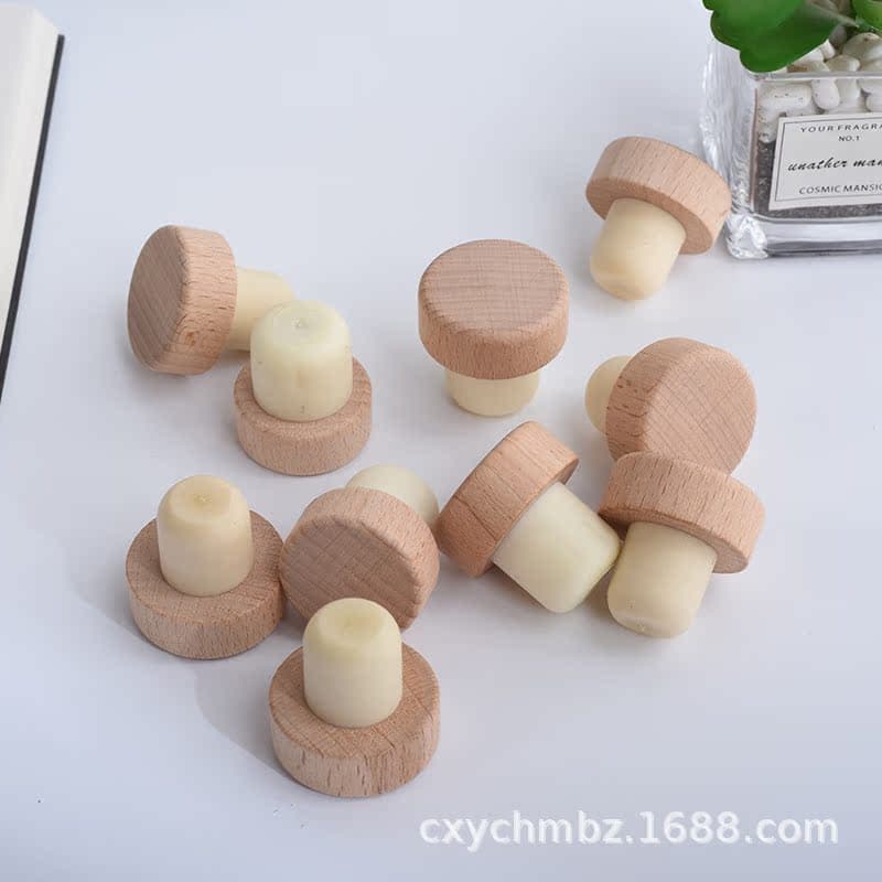 Direct supply from manufacturer beech wood lid for wine bottle stoppers, customizable polymer and cork stoppers