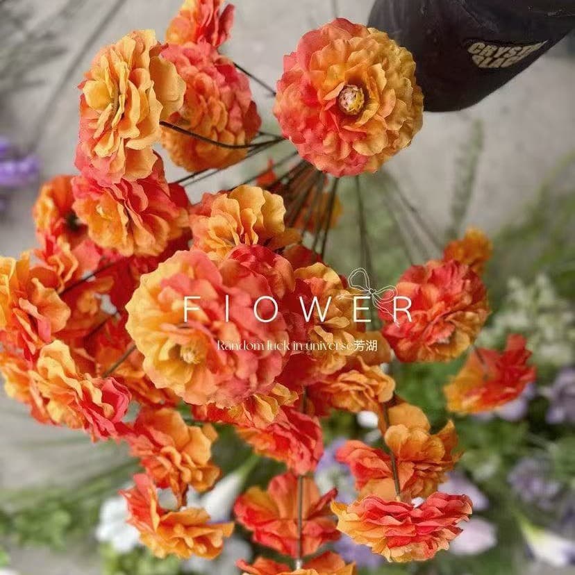 Simulated Tall Peony Flower Round Peony Orange Artificial Flower Purple Haze Blue Fake Silk Flower Road Guide Flower Background