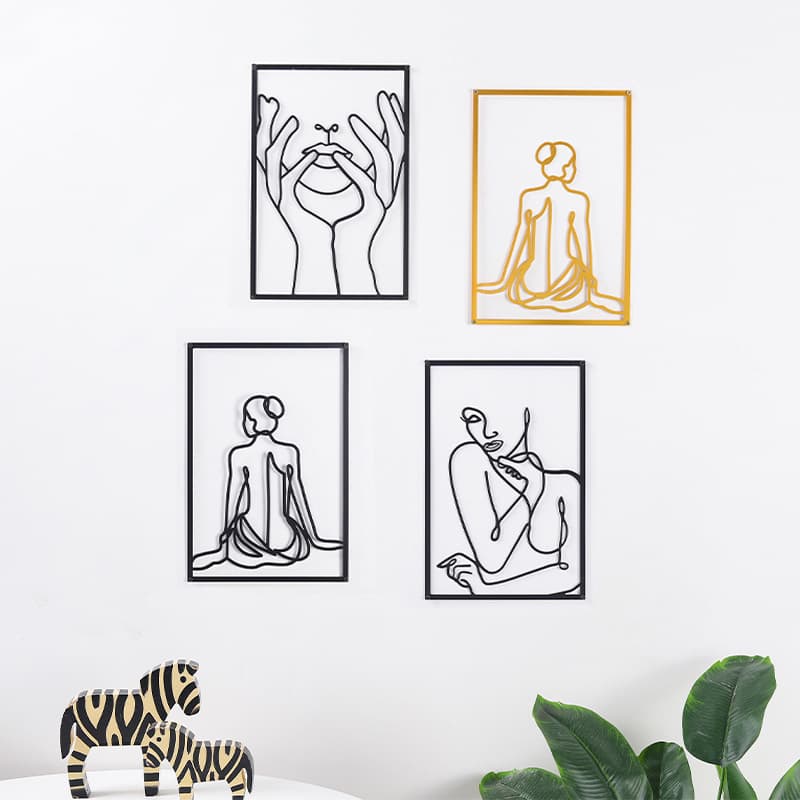 Factory wholesale European style beautiful woman line iron wall hanging living room bedroom entrance model room wall metal wall decoration