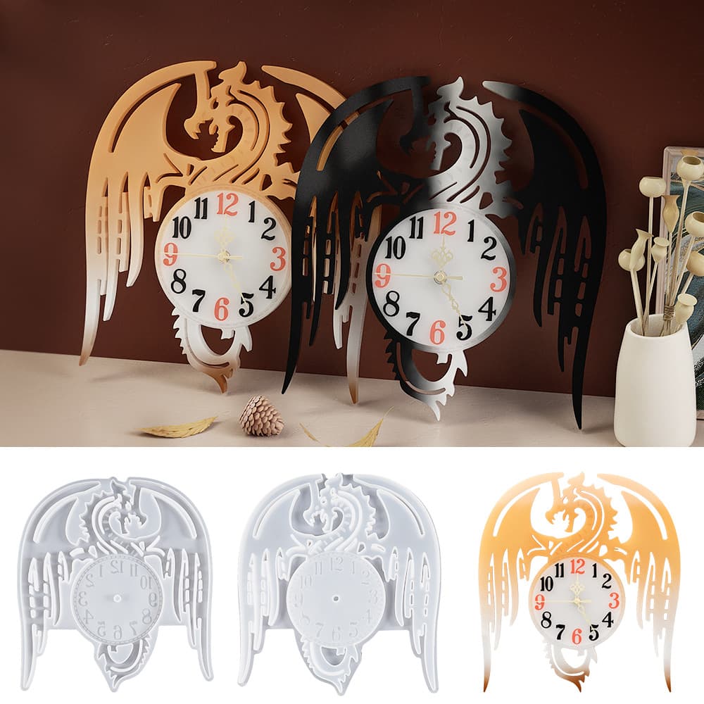 Dial ornaments silicone mold dragon simple clock movement flying Arabic numerals diy clock glue mold