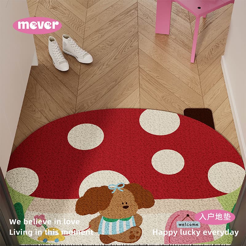 Korean INS-style colorful polka dot dog entry mat, scrapper anti-slip foot pad, customizable for doorway and entrance