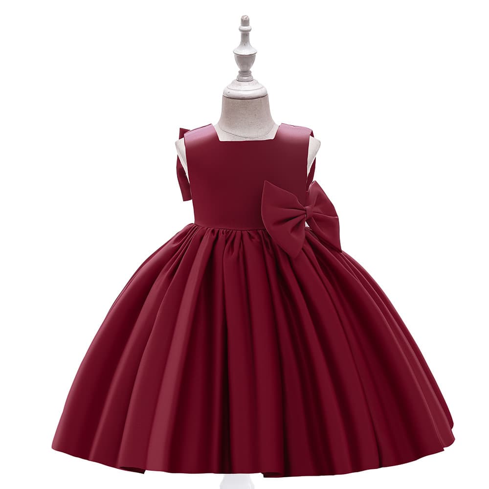 Cross-border Amazon Children's Dress, Princess Dress for Girls, Bow Birthday Banquet Host Performance Dress
