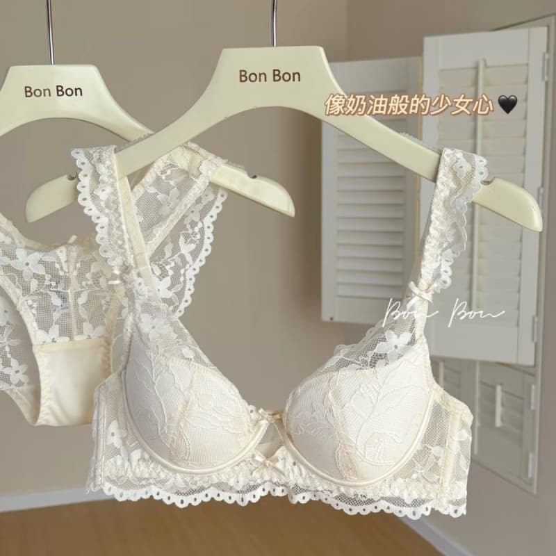 Gentle Lamb~ Soft French Sweet Princess Bra with Soft Underwire, Pure Desire Bra, Comfortable Teen Lingerie Set