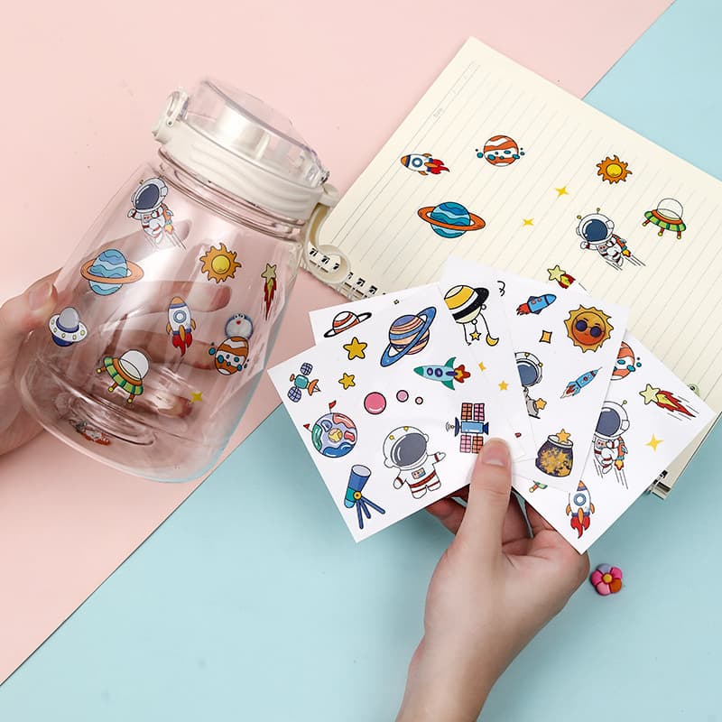 Cartoon Astronaut Waterproof Stickers Cute Insulated Cup Notebook Planner Stickers Office Culture Stationery Supplies