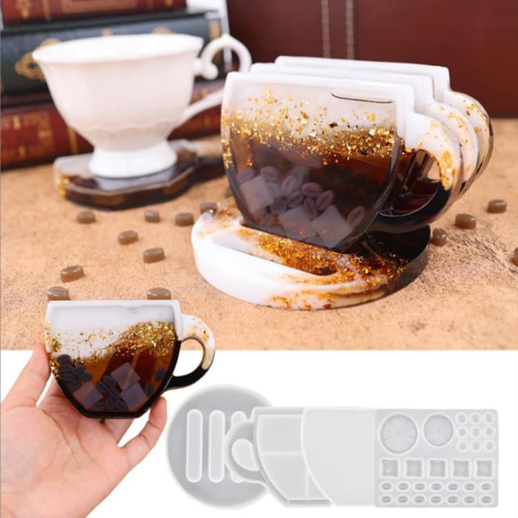 DIY Crystal Silicone Oil Drip Mat Resin Flow Sand Coffee Cup Mat Summer Lemon Cup Mat Mirror Surface Mold Irregular Shape Baking Mold/Cake Mold