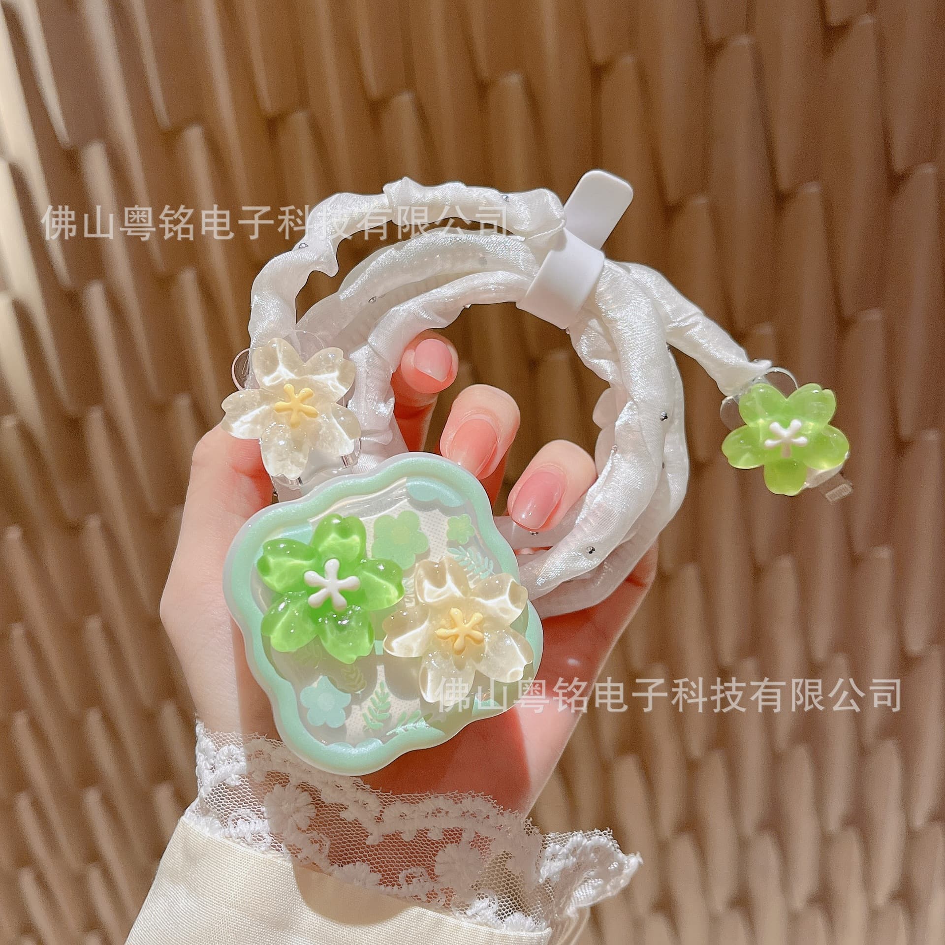 Ins Flower Wave Edge Protective Case for Apple 40W Charger Head, Fabric Strap Data Cable Decorative Anti-Drop Digital