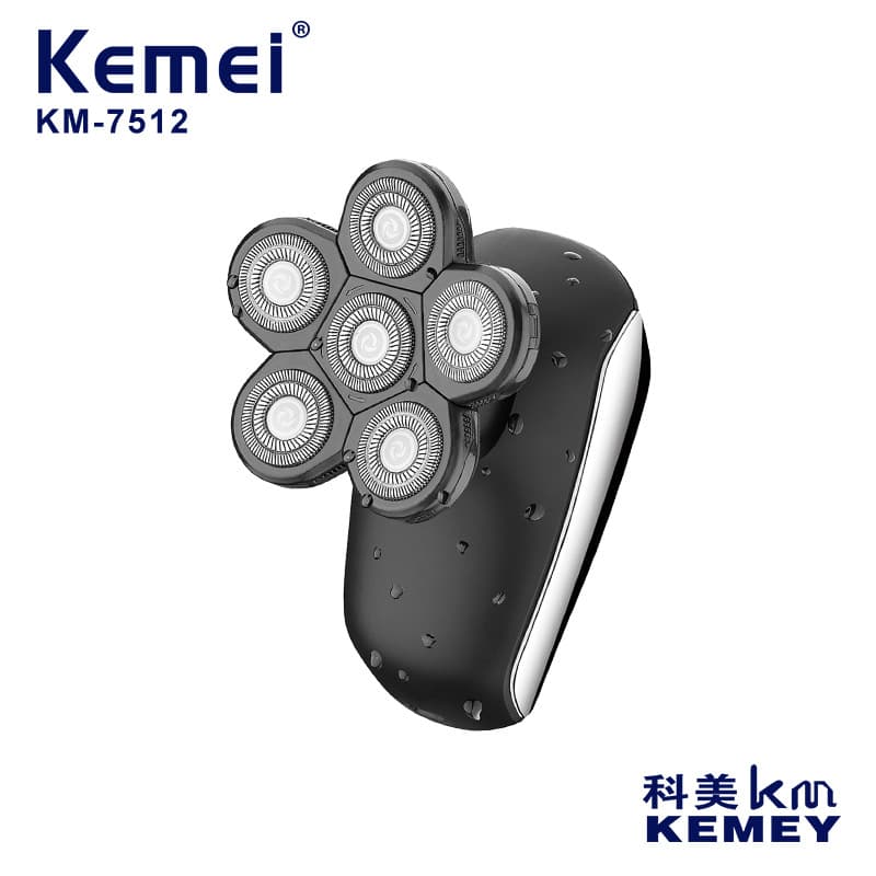 Kemei KM-7512 multi-head razor nose hair 5-in-1 set LCD digital display washable rotating 6-blade razor
