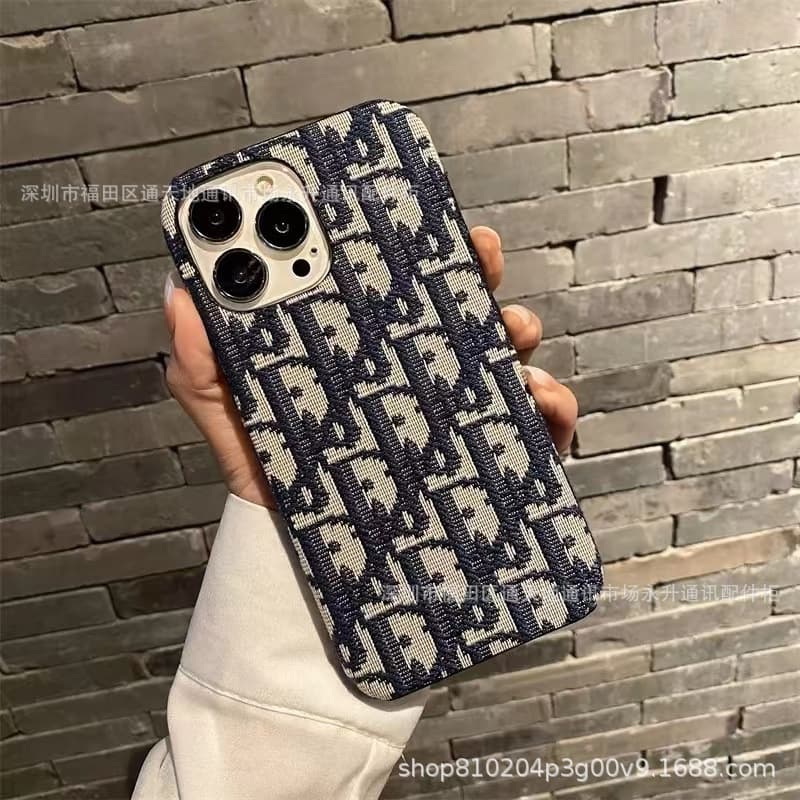 Luxury Embroidery Half-Cover Case for iPhone 17 Pro Max, iPhone 16/15 Pro Protective Case, Couple Style