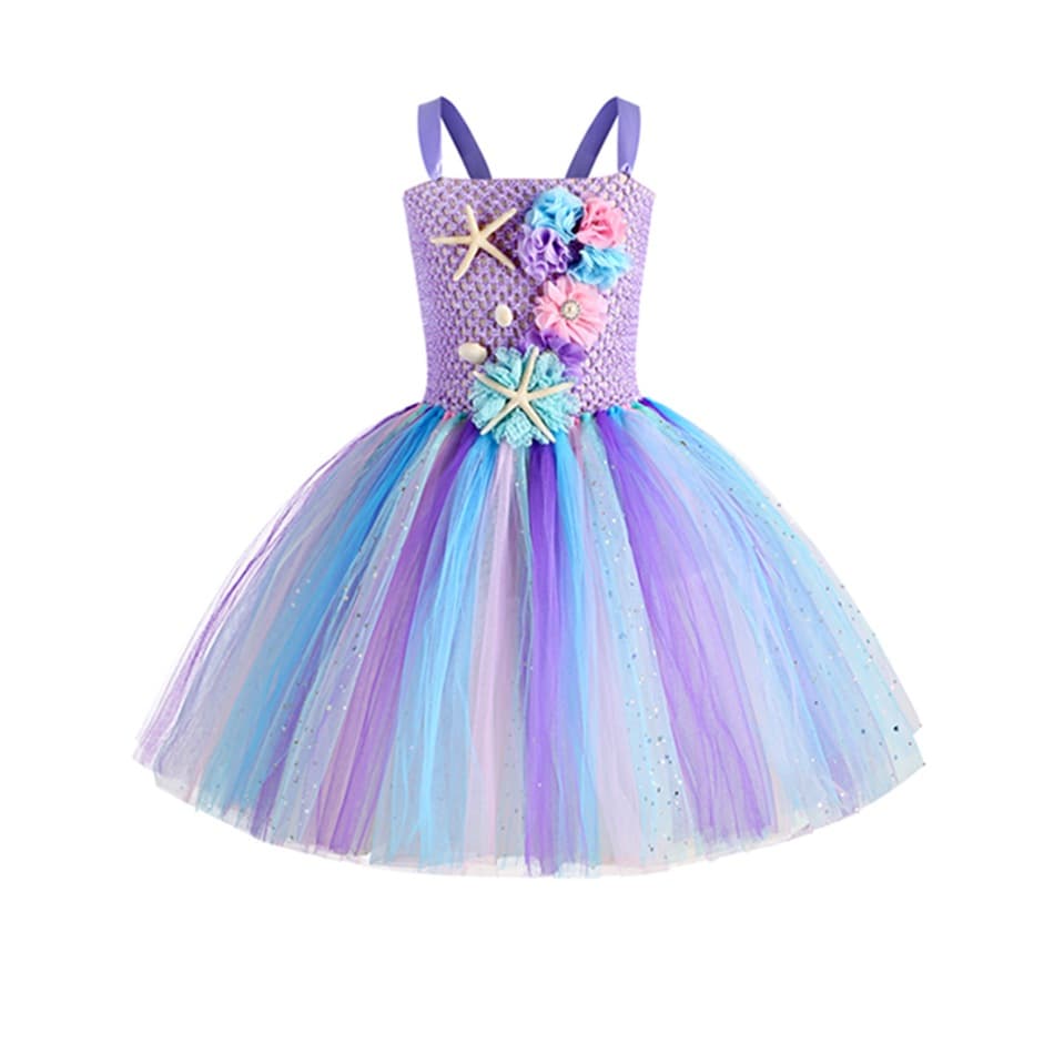 Halloween Mermaid Cosplay Children's Princess Dress, Kids' Festival Performance Gown, Mermaid Puffy
