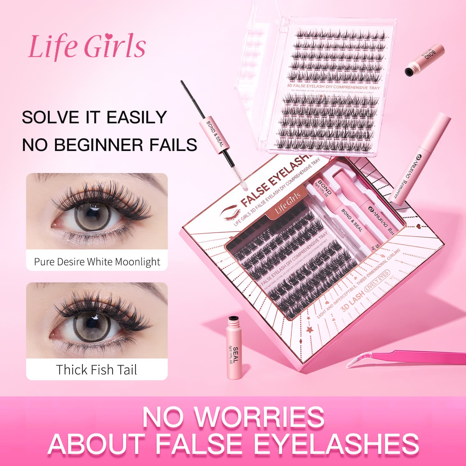 Cross-border Trade Europe and America Eyelash Kit Thick Natural Single Cluster DIY Eyelash Hot Melt Flower Cluster Set