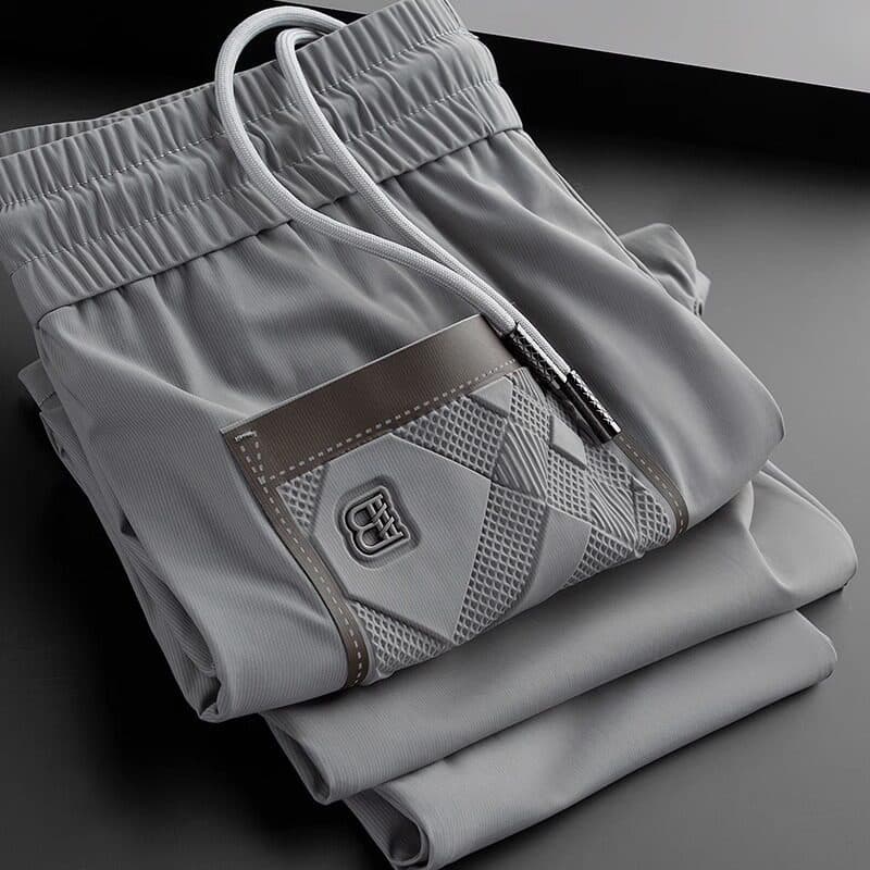 European Summer Thin Ice Silk Pants Men's Light Luxury Versatile Small Leg Pants Loose Casual Sports Pants Trendy Brand Sweatpants