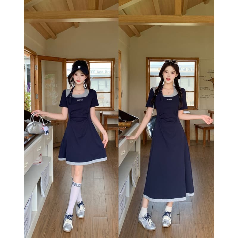 2025 Summer New Plus Size Design Long and Short A-Line Dress Pure Desire Style Fake Two-Piece Dress
