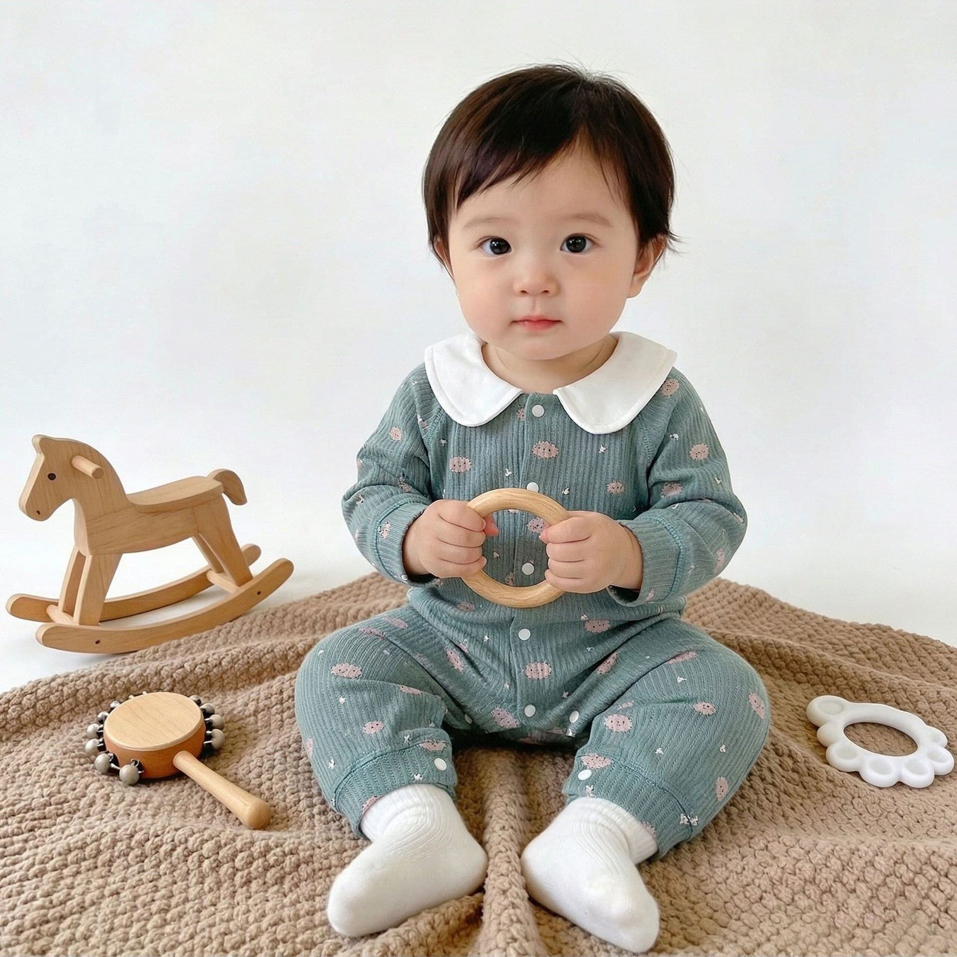 Baby Bodysuit Spring Autumn New Korean Style Long Sleeve Cotton Baby Crawling Suit Hasp Suit Warm Home Wear Baby Clothes