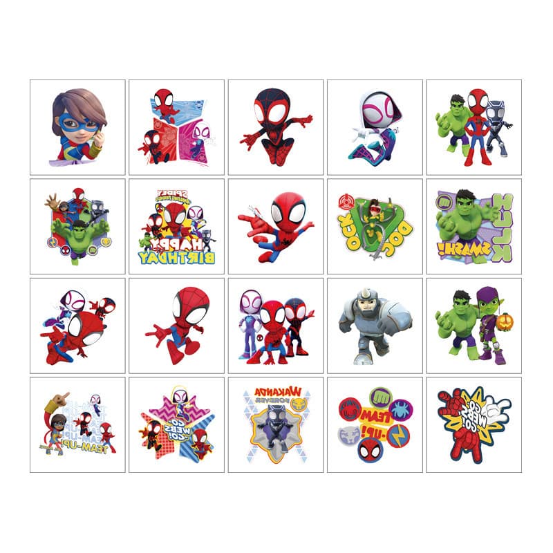 5x5cm Spider-Man and his amazing friends tattoo stickers 20 cartoon tattoo stickers transfer stickers