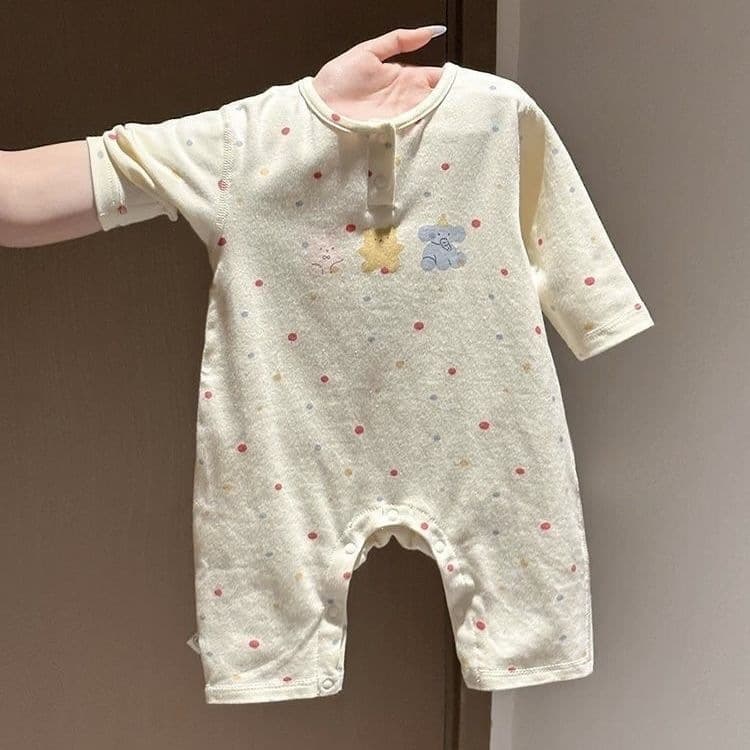Baby Girl's Fresh and Cute Polka Dot One-Piece Romper, New Spring Style, Super Cute Cartoon One-Piece Crawling Suit for 0-2 Years Old