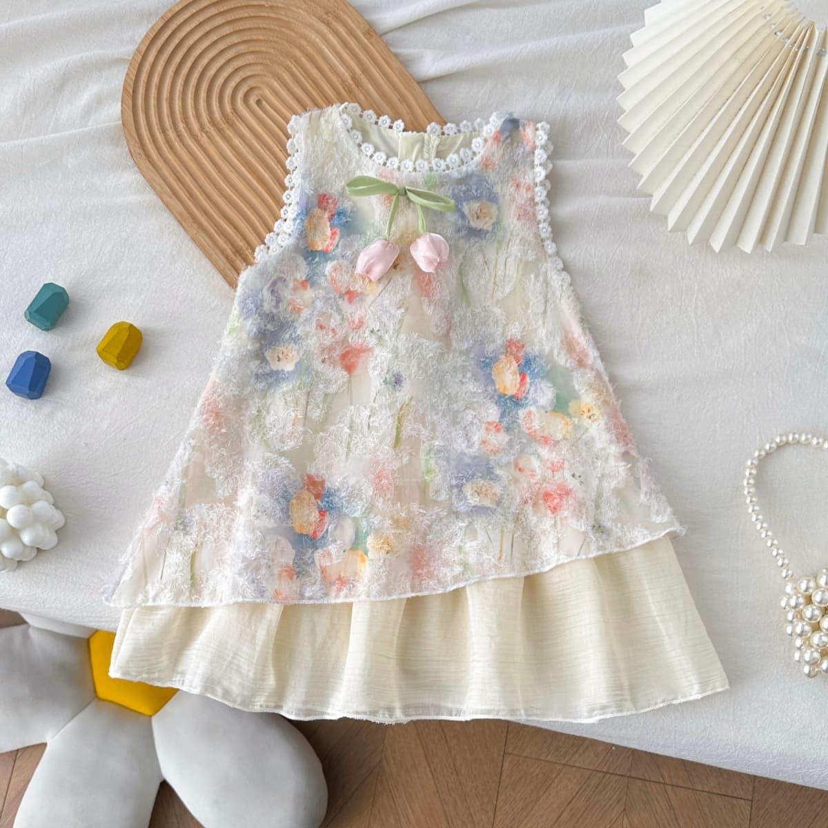 Girls' 2025 Summer New Stylish Dress, Sweet Floral Sleeveless Princess Dress for Children and Babies 6781