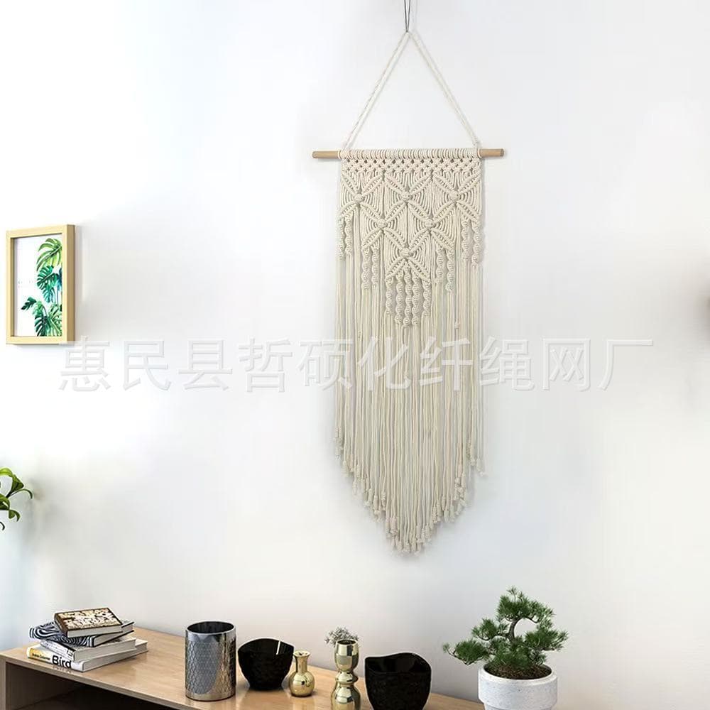 Macrame Butterfly Pattern Handwoven Tapestry Tassel Bohemian Style Cotton Rope Ins Nordic Weave