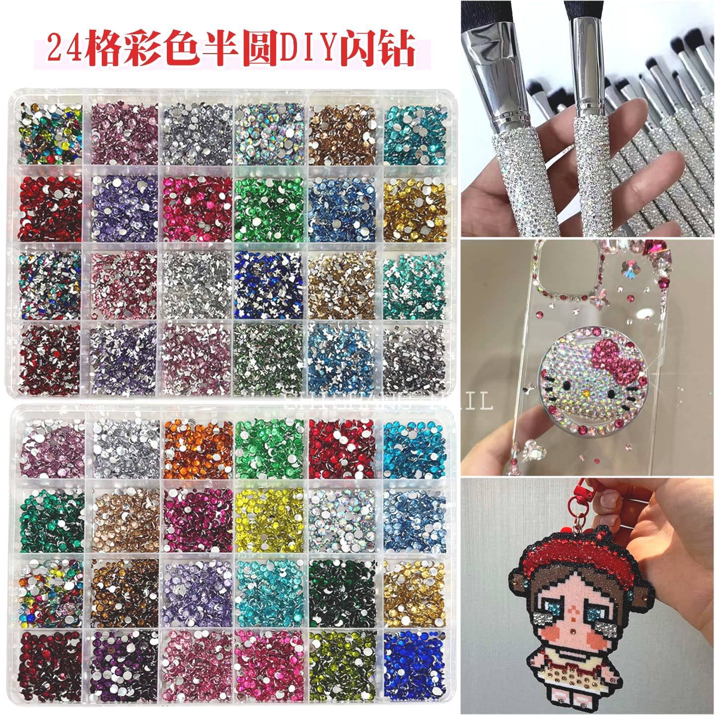 Cross-border hot-selling 24-grid flat-bottomed diamond nail art jewelry set resin diamond special-shaped diamond DIY wearable nail nail jewelry