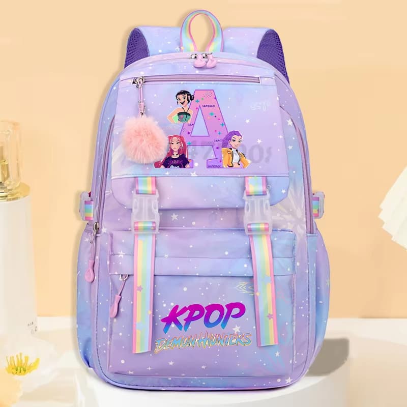 Foreign Trade Campus Trendy Witch-Hunting Group Letter Print Kpop Backpack Lightweight Spine Protection Large Capacity Student School Bag