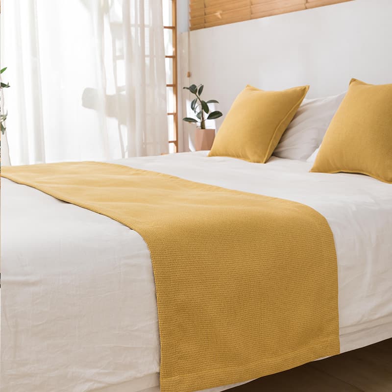 Simple modern bed scarf bed runner hotel B&B solid color versatile waffle bed runner decorative strip hotel linen