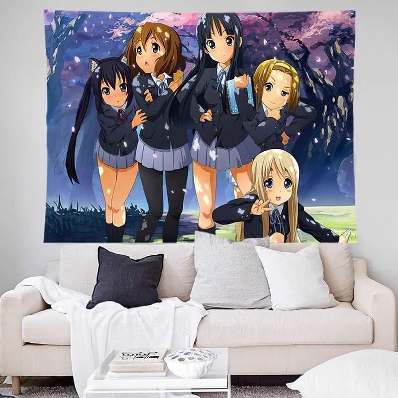 New light sound background cloth two-dimensional girl's bedroom dormitory decoration hanging cloth bedside atmosphere animation tapestry