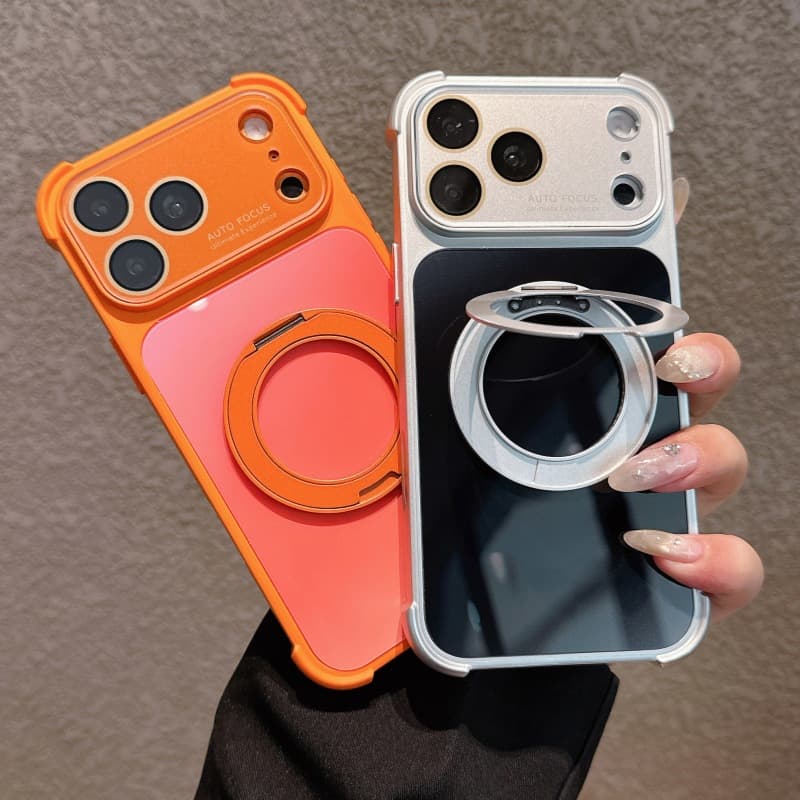 Suitable for Apple 17 promax mobile phone case, gradient magnetic four-corner anti-fall rotating bracket, iPhone 16 protective cover