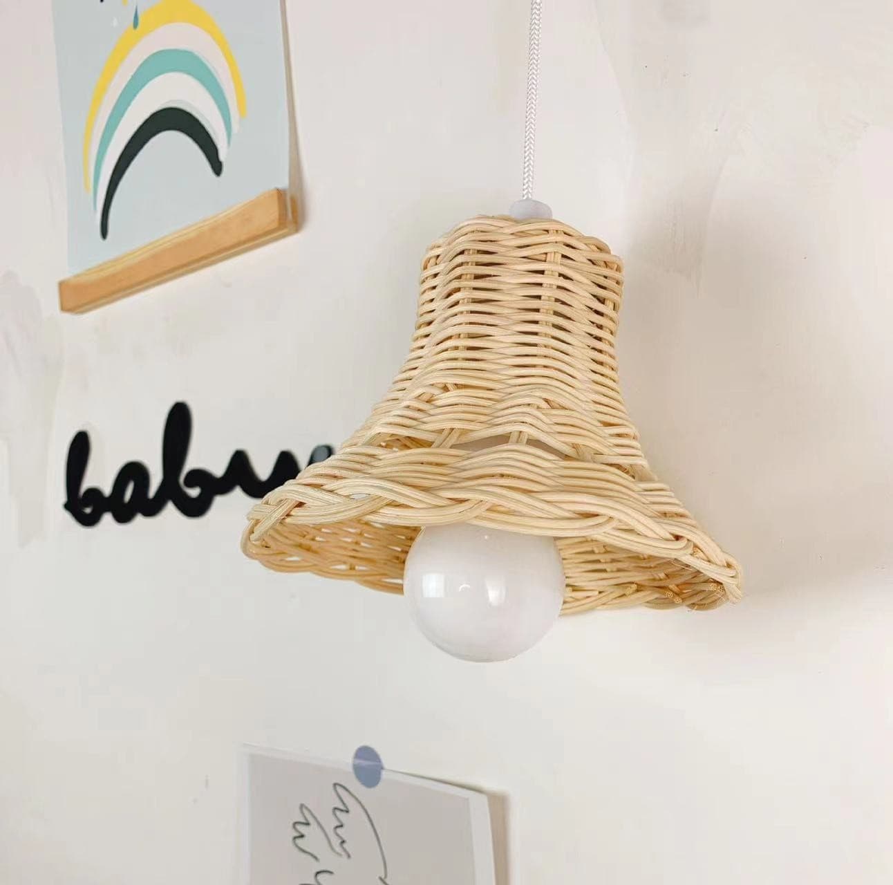 ins children's room rattan chandelier homestay tent woven decoration handmade lampshade photography props rattan lampshade