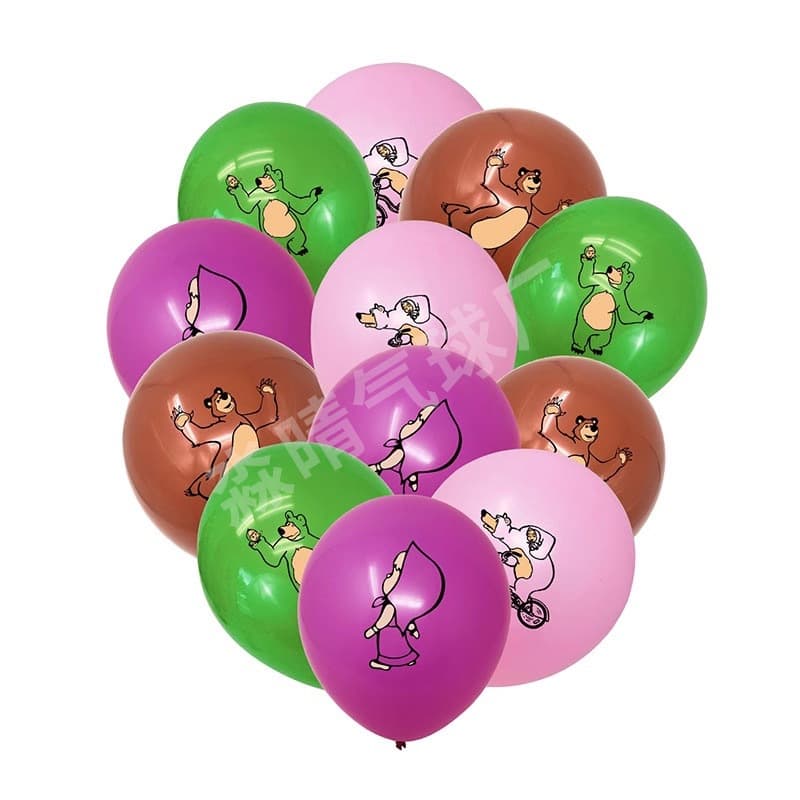 Masha and the Bear Themed Balloon Baby Birthday Party Decorations 12inch Latex Balloon Set Decoration Arrangement