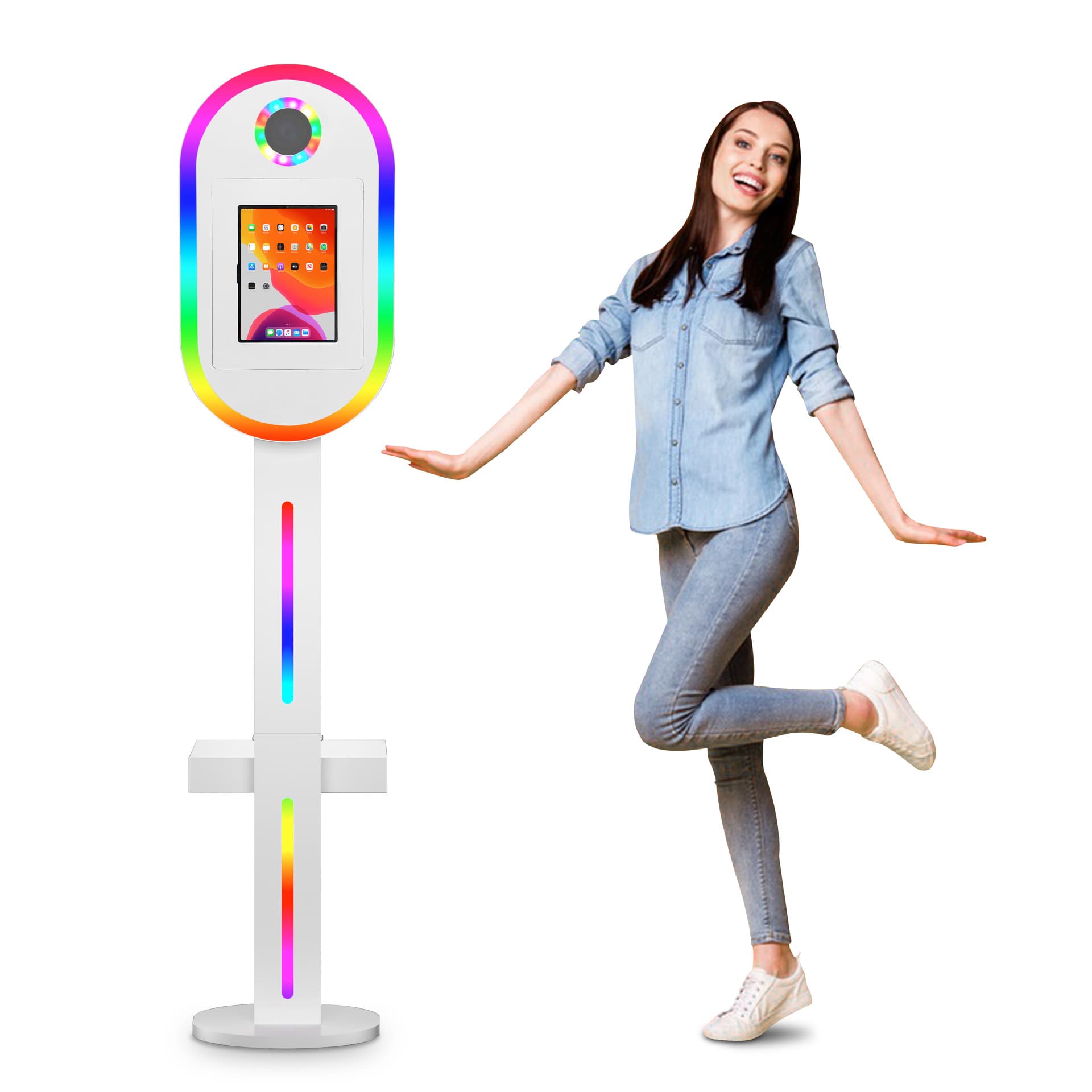 Oval iPad Photo Booth DSLR Camera Booth Party All-in-One Machine Printing Photo Taking Device Indoor
