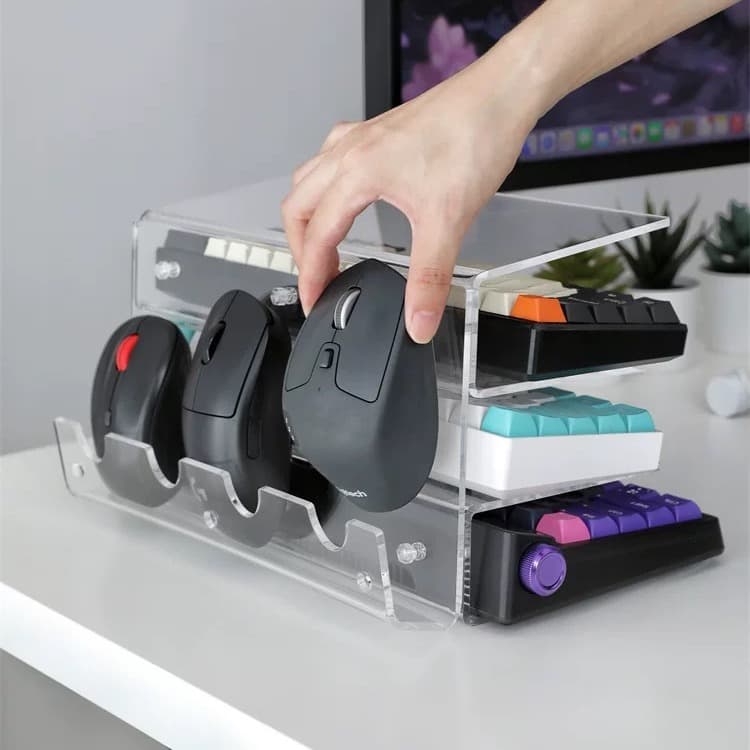 New Transparent 3-layer Acrylic Keyboard Stand Transparent Desktop Tray Elevating Inclined Computer Keyboard Tray Support