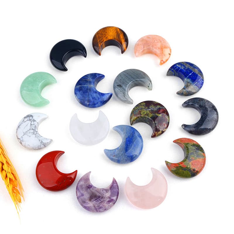 Natural Crystal Moonstone Landscape Semi-Precious Marble Moon Carving Jadeite Sculpture Home Decor Accessories Modern Minimalist Style