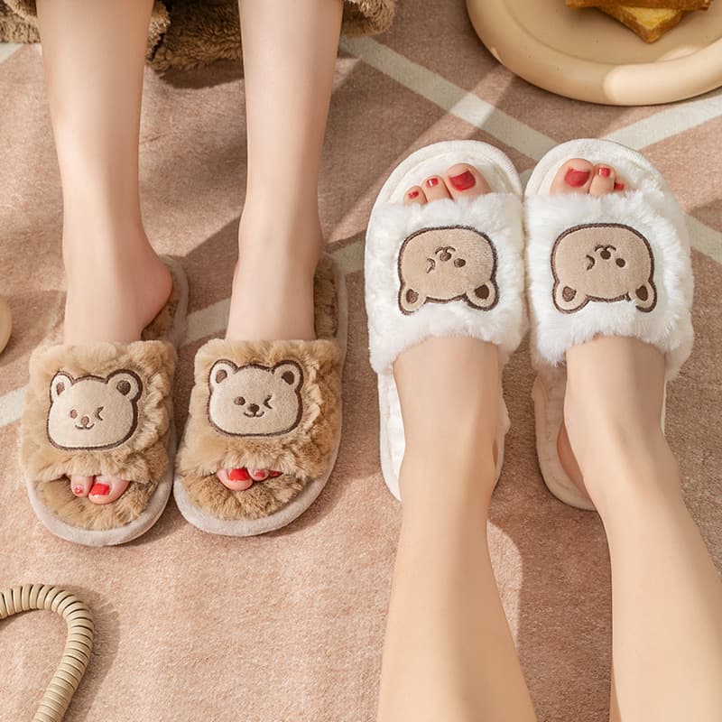 Women's Cotton Slippers Winter Warm Indoor Home Couple Anti-slip Spring Autumn Coral Fleece Slippers Comfortable Casual Slip-On Shoes