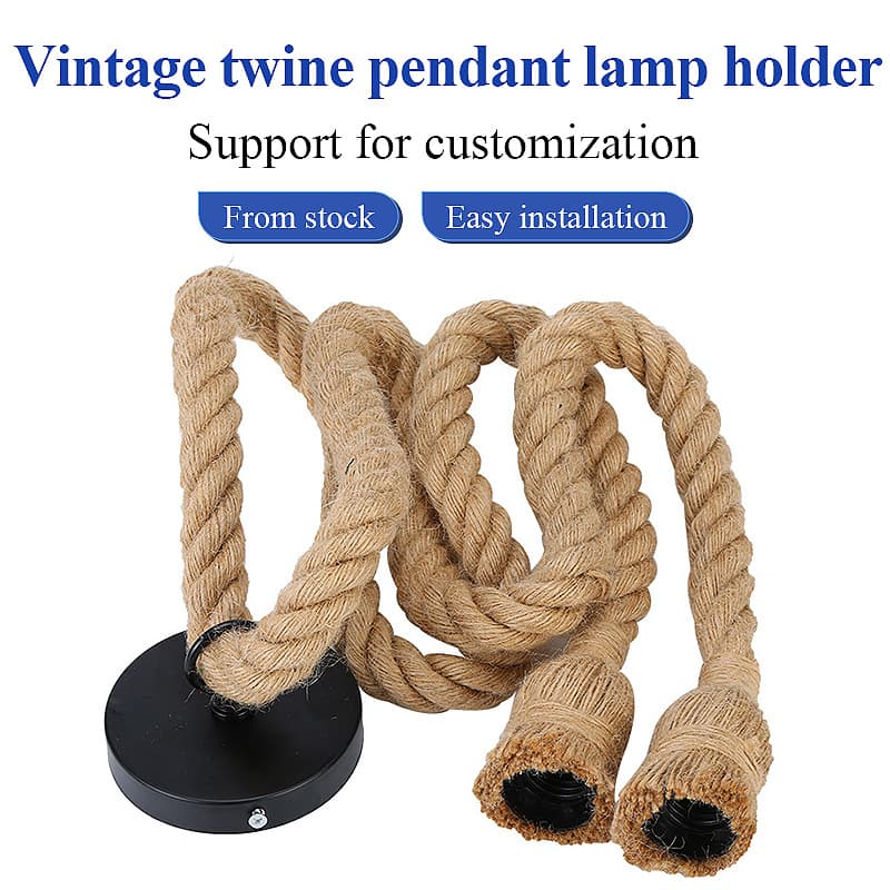 Retro Tea House Pendant Light Fixture Accessories Personalized DIY Hemp Rope Light Head Coffee Shop Bar Pendant Light Head
