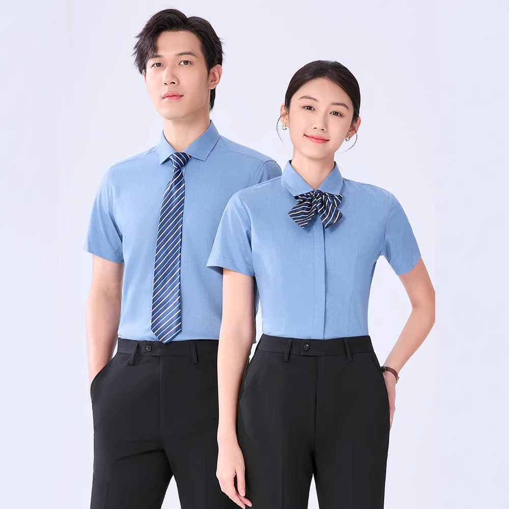 White Short Sleeve Shirt for Men and Women, Business Professional Commute Interview Front Desk Workwear, Long Sleeve Shirt, Minimalist