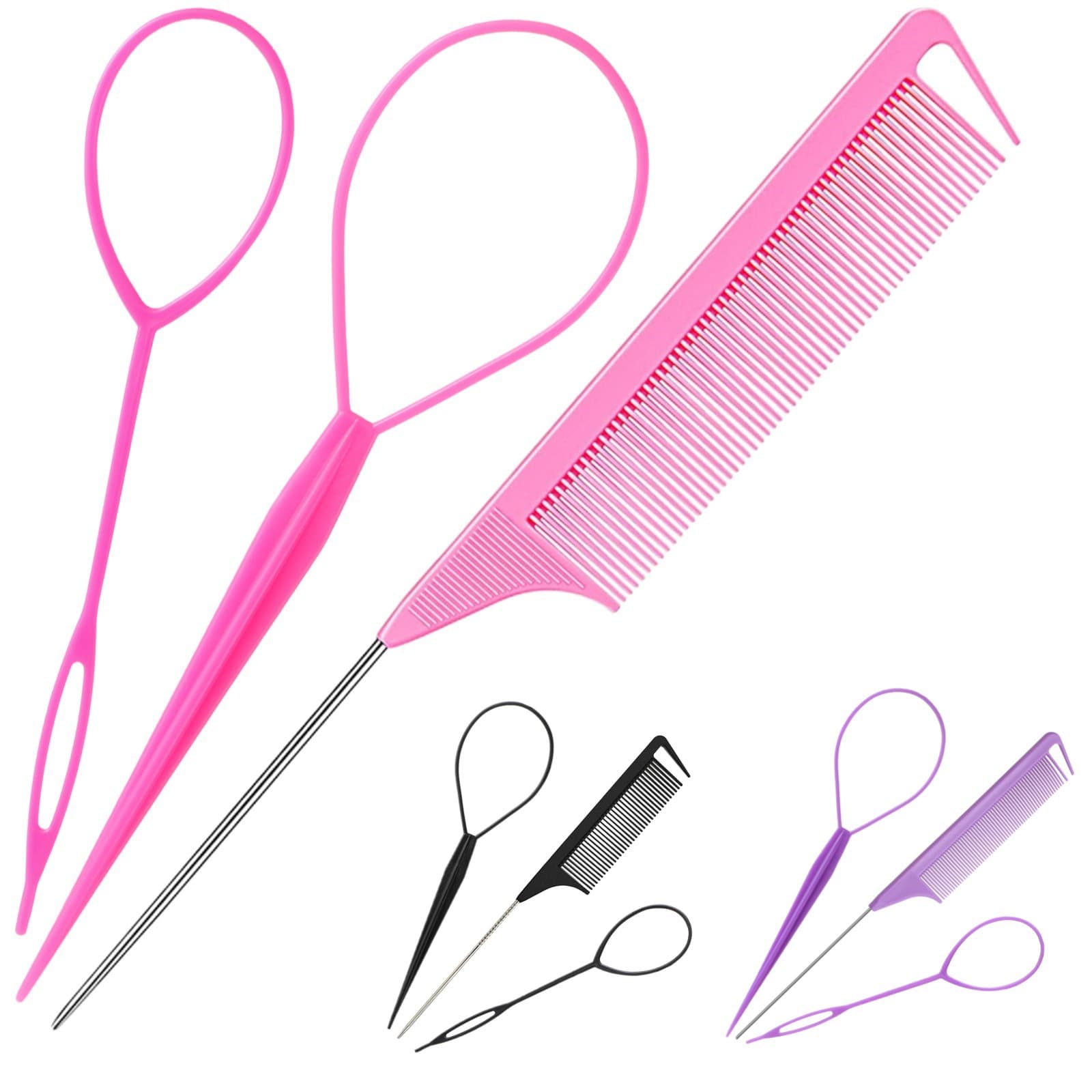 Cross-border Braiding Tool 3-Piece Set: Steel Needle Pointed Tail Highlighting Comb, Long Tail Hair Hook Comb, Hair Pulling Needle, Hair Tucking Tool