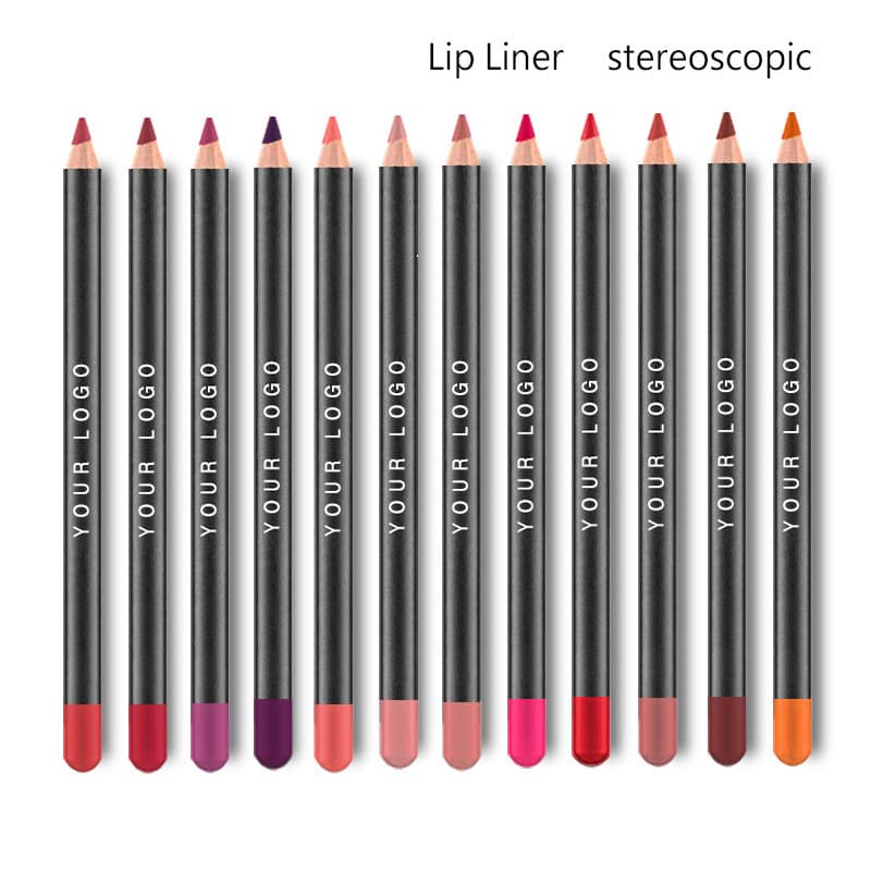 In stock Amazon matte 12-piece set color lip liner neutral non-logo lipstick pen waterproof hook line lip pencil