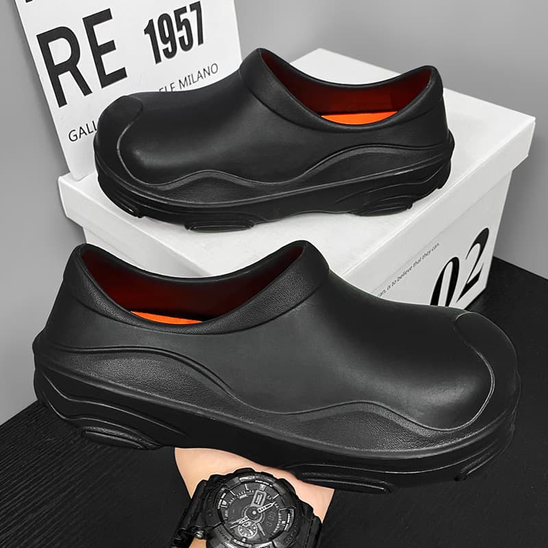 Chef Shoes Men's Kitchen Waterproof Oil-Proof Non-Slip Shoes Hotel Wear-Resistant Soft Sole KFC Black Work Shoes for Men