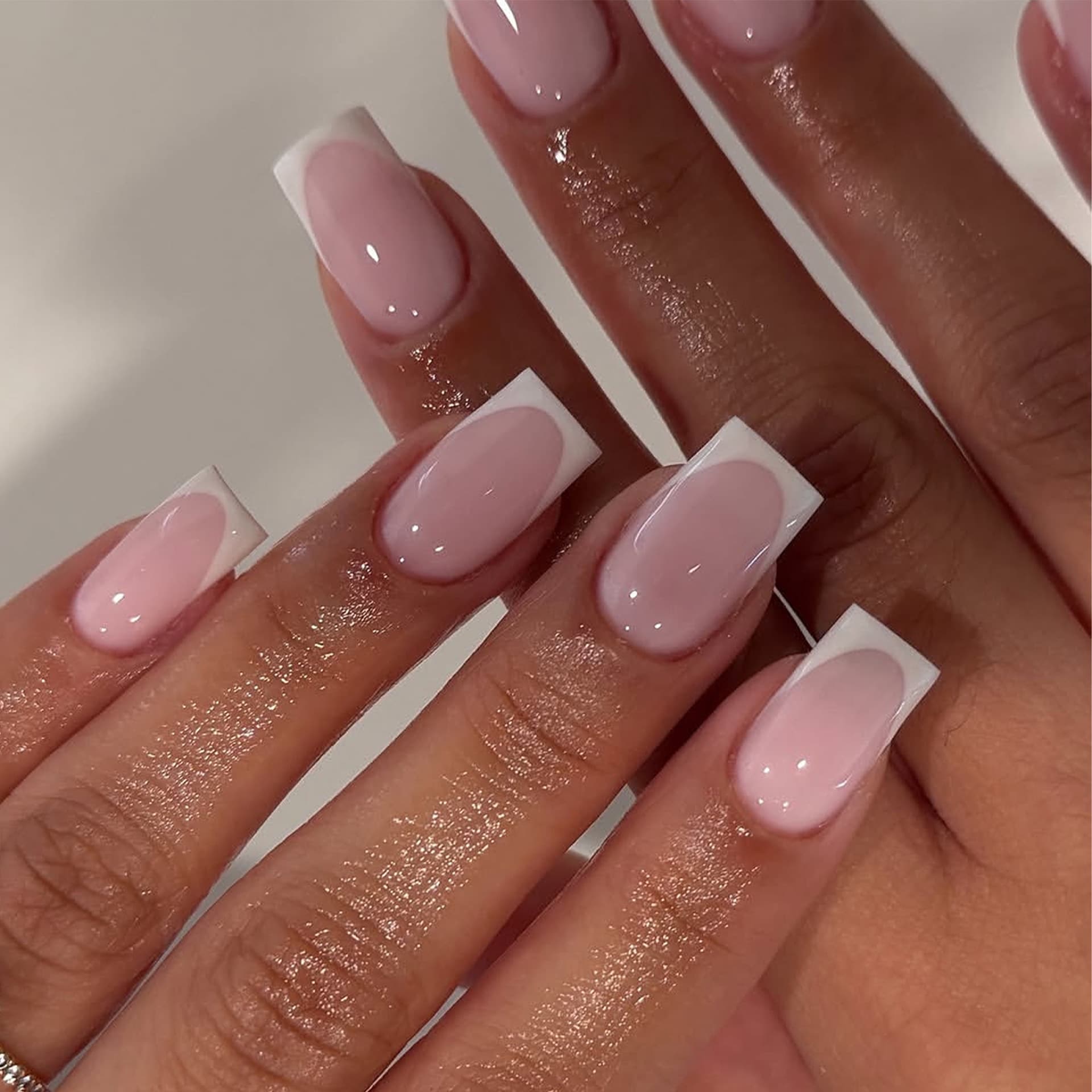 Lefan Nails Simple White French Press-On Nails Square Round Oval Fake Nails Wholesale