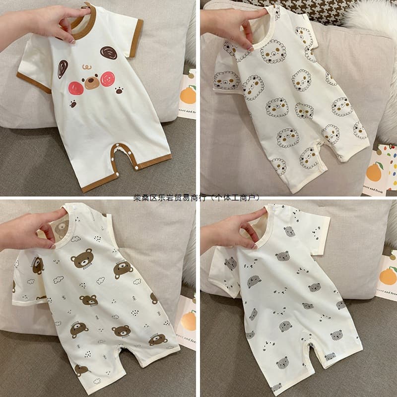 Baby Boy 0-18 Months Summer Romper, Cotton Short-Sleeve Bodysuit, Newborn Infant Wholesale