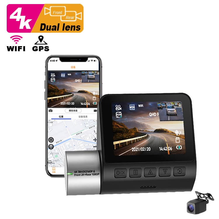 V50 4K car driving recorder with WIFI HD front and rear dual recording GPS optional